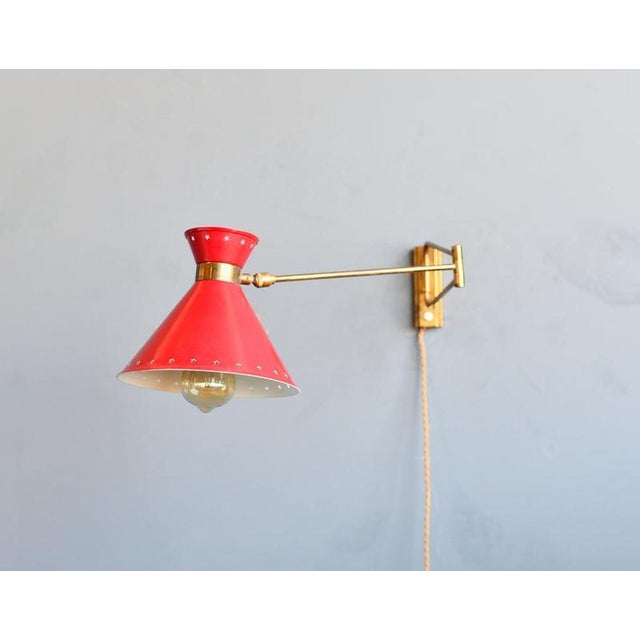 Metal, Brass, and Glass Diablo Wall Lamp by René Mathieu for Lunel, 1950s For Sale - Image 6 of 6