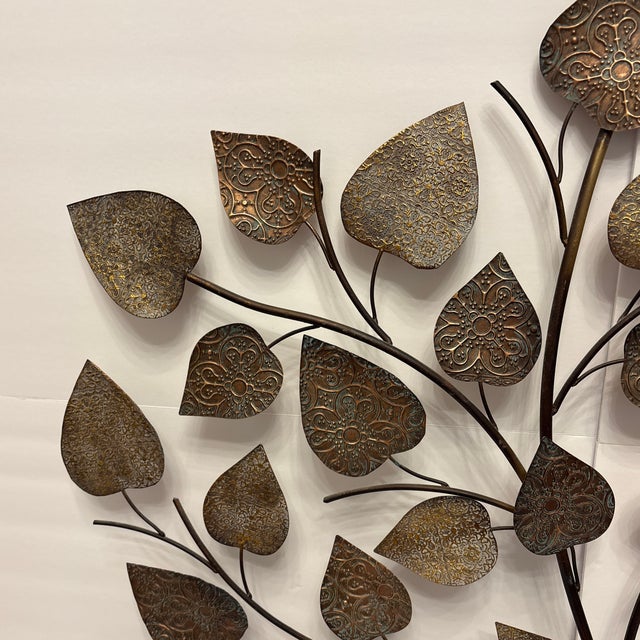 Vintage Deco Metal Leaf Textured Wall Decor For Sale - Image 9 of 11