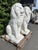 Classical Seated Lion Garden Statues in White Cast Stone, Set of 2 For Sale - Image 9 of 13
