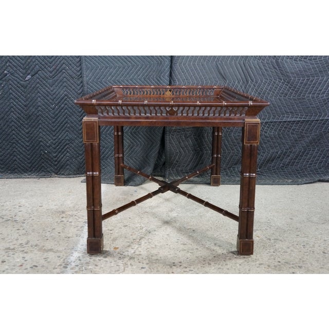 Late 20th Century Mario Buatta for John Widdicomb Chinese Chippendale Faux Bamboo Coffee Table For Sale - Image 14 of 18