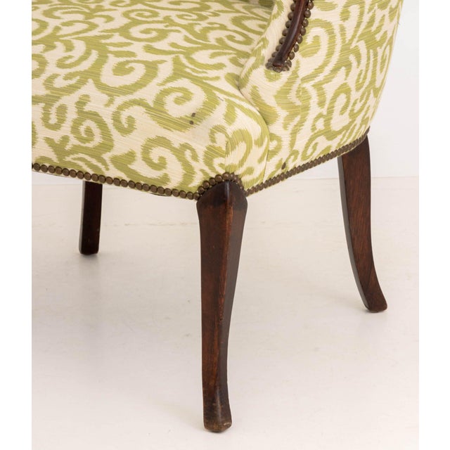 Chippendale Style Upholstered Wingback Armchair For Sale In New York - Image 6 of 8