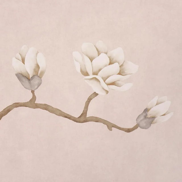 Contemporary Schumacher Magnolia Tree Wallpaper In Dusty Blush For Sale - Image 3 of 6