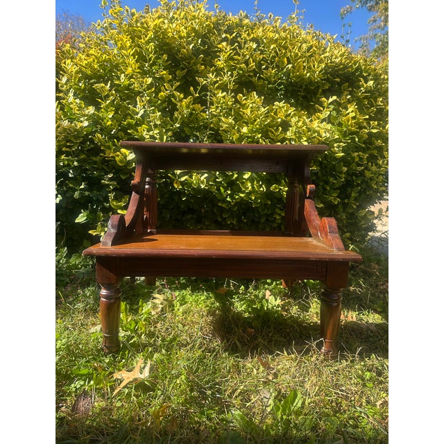 Victorian Antique Victorian Mahogany Two-Step Library Steps With Carved Scroll Supports For Sale - Image 3 of 5