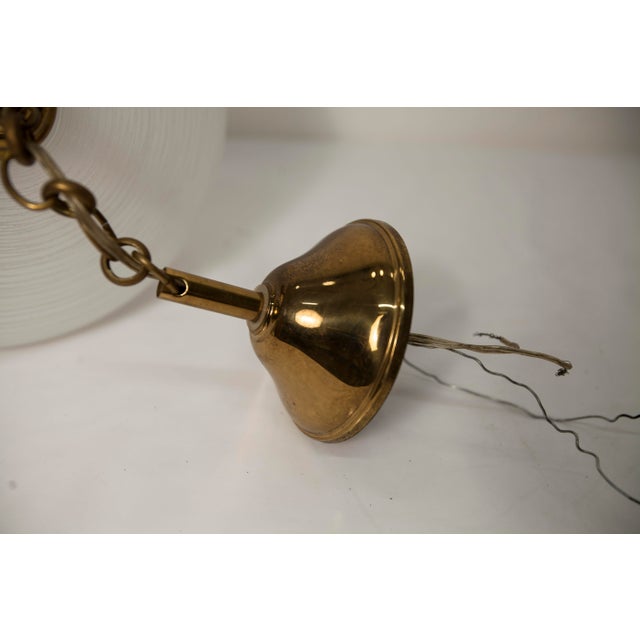 Metal Italian Chandelier in Ribbed Glass and Brass, 1960s For Sale - Image 7 of 18