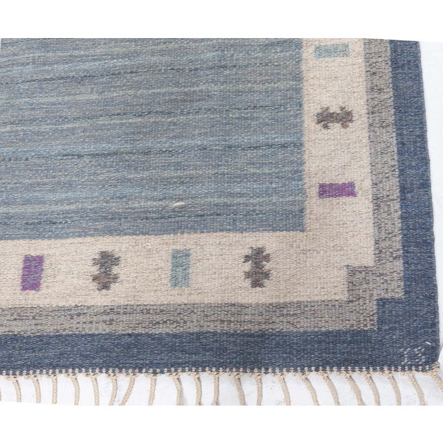 Vintage Swedish Flat Woven Rug by Ingegerd Silow Size: 5'8" × 8'0" (172 × 243 cm) This vintage flat weave by the acclaimed...