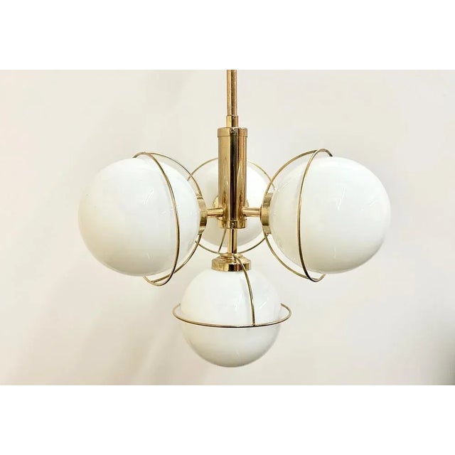 German Brass 3-Arm Chandelier from Leola, 1980s, in Flawless conditions. Designed 1980 to 1989 This piece is attributed to...