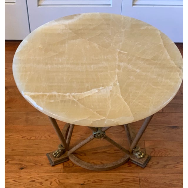Antique Wrought Iron Onyx Table For Sale In San Francisco - Image 6 of 13