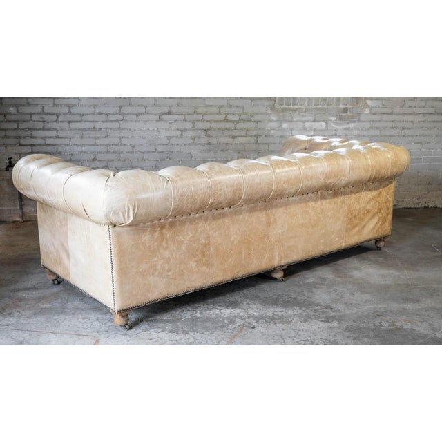 Restoration Hardware Tan Leather Kensington Luxe Sofa For Sale - Image 15 of 18