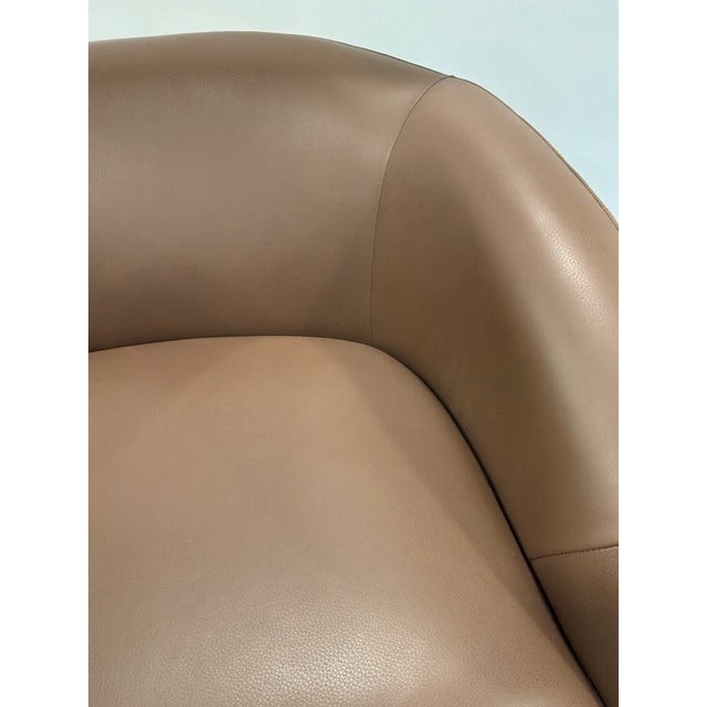 2020s Modern Brown Leather Swivel Chair For Sale - Image 5 of 6