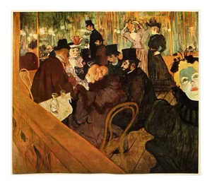 1950s After Toulouse-Lautrec "At the Moulin Rouge" Vintage Full Color Print