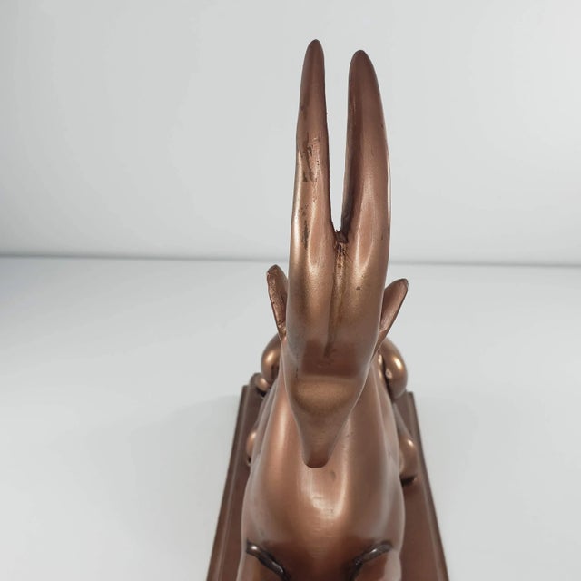 Late 20th Century Art Deco Copper Colored Gazelle Impala Deer Statue Figurine For Sale In Tulsa - Image 6 of 12