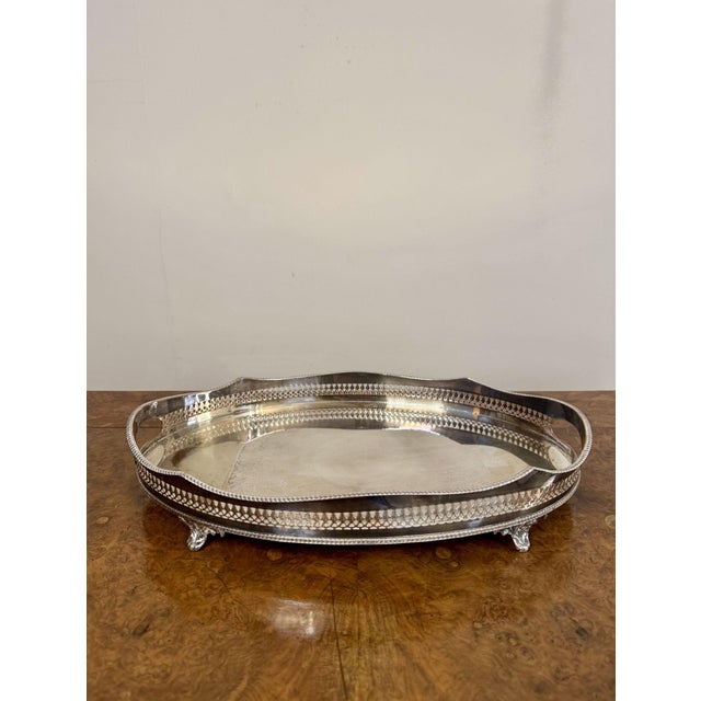 Antique Edwardian Silver-Plated Tray, 1900s For Sale - Image 7 of 7