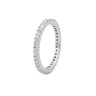 18k White Gold Diamond Modern Eternity Ring for Stacking Size 8 For Sale