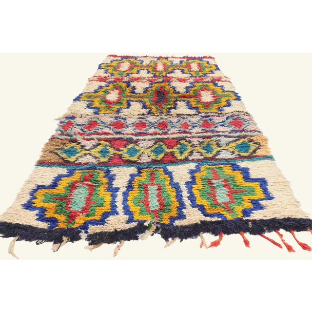 Tribal Vintage Azilal Moroccan Rug, 03'10 X 09'09 For Sale - Image 3 of 10