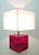 A fractal resin lamp by Pierre Giraudon, France, with a ruby red colored base and also with a new square handmade...