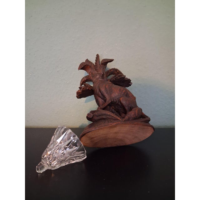 1920s Antique Black Forest Vase Holder Fox with Crystal Vase, 1920s For Sale - Image 5 of 6