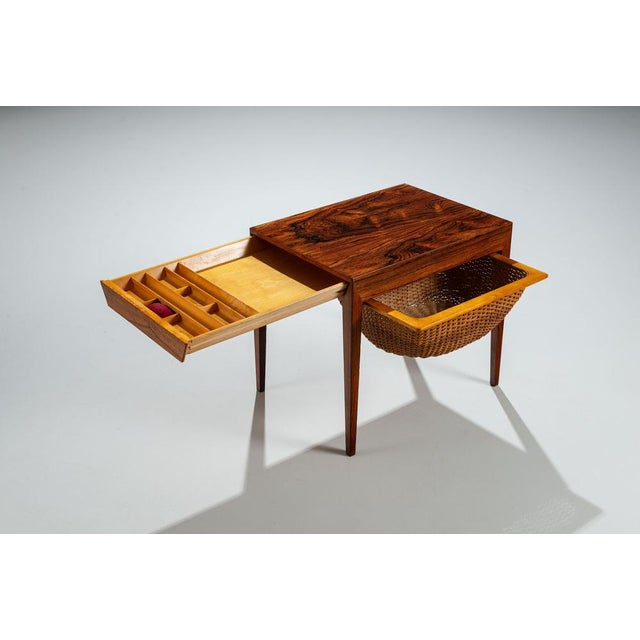 Refined sewing table by Severin Hansen produced by Haslev Møbelsnedkeri in Denmark in the 1960s. A beautiful example of...