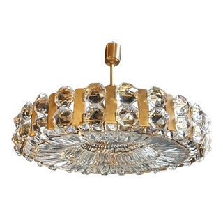 1960s Bakalowits Vintage Crystal Flush Mount Chandelier Ceiling Light, Austria For Sale