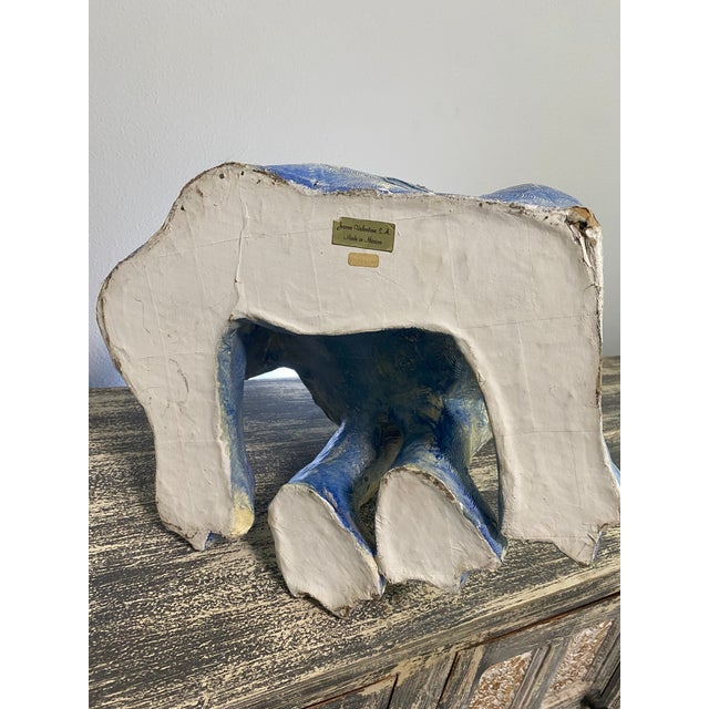 Paper Vintage Jeanne Valentine Oversized Blue Papier-Mâché Cat Sculpture For Sale - Image 7 of 13