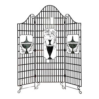 Vintage French Regency Wrought Iron Urn Folding Screen For Sale