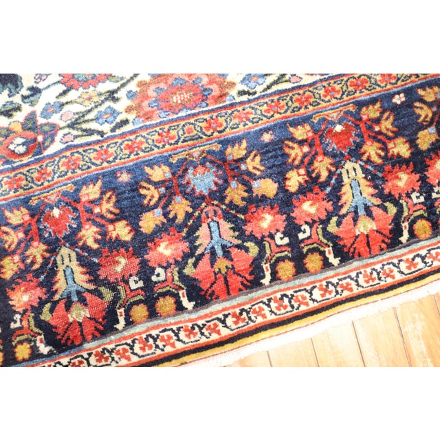 Antique Zabihi Collection Ivory Field Persian Bidjar Gallery Rug - 5'9" x 11' For Sale - Image 11 of 12
