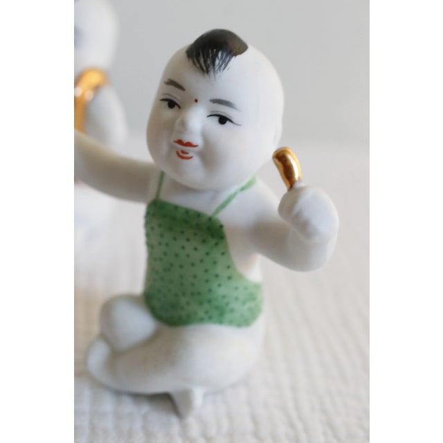 Chinese Bisque Porcelain Piano Babies Musical Figurines- Set of 3 For Sale - Image 4 of 13