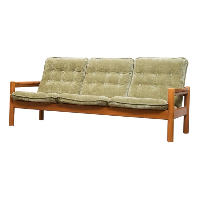 Mid 20th Century Styled After Danish Domino Mobler Teak Sofa, Newly Upholstered For Sale