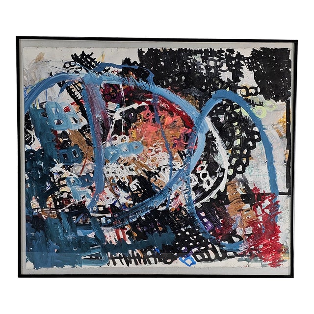 Abstract Mixed Media Painting on Paper Original 26" For Sale