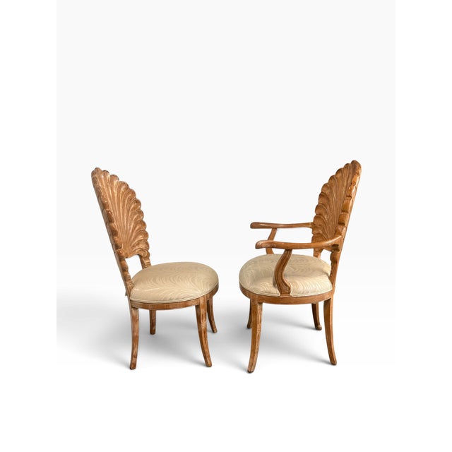 Vintage Italian Hollywood Regency Venetian Grotto Style Shell Back Dining Chairs - Set of 8 For Sale In Miami - Image 6 of 16