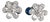 Late 20th Century 18K White Gold Baguette Diamond Floral Flower Stud Earrings Estate, Pair For Sale
