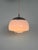 Italian-made pendant lamp in the Space Age style of the 1960s or 1970s, featuring a white glass shade and chrome-plated...