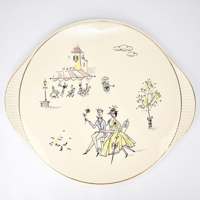 Beautiful vintage cake plate made by Grünstadt, Germany. Inspired by the charm of Café de Paris, it reflects the refined...