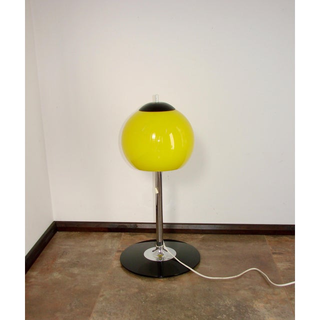 Space Age Table Lamp in Metal, Glass, and Plastic, 1970s, in Very Good conditions. Designed 1970 to 1979 European Plug (up...