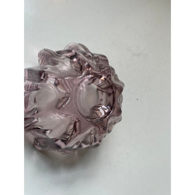 1960s Vintage Swedish Freeform Pink Crystal Bowl by Bosse Rubin for Åfor, 1960s For Sale - Image 5 of 10