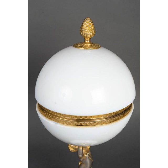 Napoleon III Opaline Candy Dish with Gilded Bronze Frame, Early 20th Century For Sale - Image 4 of 11