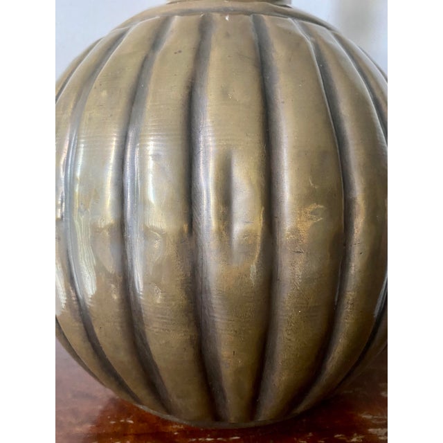 1970s Ribbed Melon Ball Table Lamp For Sale - Image 10 of 12