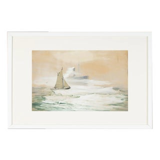 Georg Romin, on the High Seas, Gouache on Paper, Framed For Sale