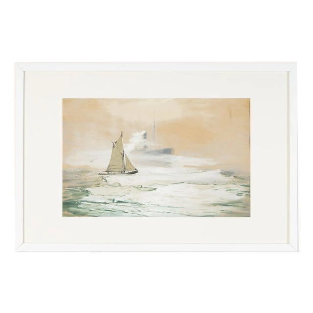 Georg Romin, on the High Seas, Gouache on Paper, Framed For Sale