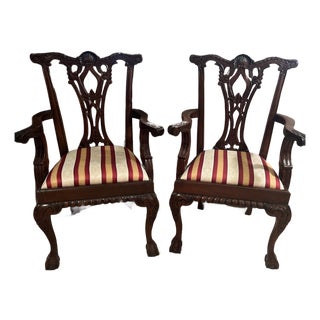20th Century Chippendale Style Mahogany Chairs For Sale