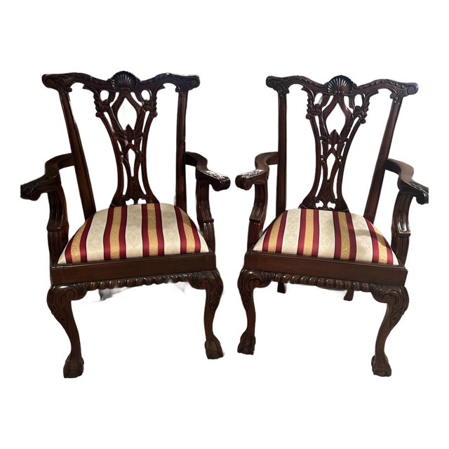 20th Century Chippendale Style Mahogany Chairs For Sale