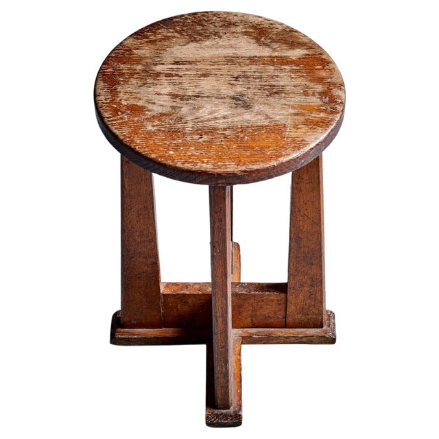Le Même Stool in Oak by Henry Jacques, France, 1940s For Sale