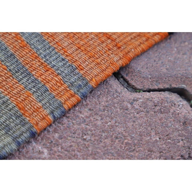 1970s Rustic Style Hand Knotted Stripe Design Oushak Kilim Runner Rug For Sale In Sacramento - Image 6 of 9