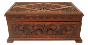 Late 19th Century Carved Oak Box With Foliate Decoration, English, Ca. 1880