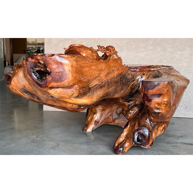 Wood 20th Century Lacquered Root Buddha Shrine . Drilled to Work as a Fountain For Sale - Image 7 of 13