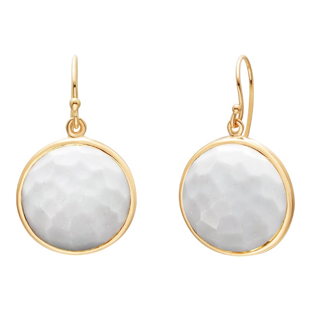 Ippolita Lollipop Collection 18k Yellow Gold Opaque White Crystal Earrings - 2 Pieces For Sale