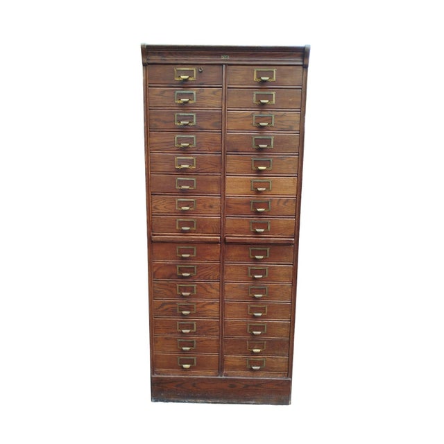 - Filing cabinet by S.M.V. (Silkeborg Møbelfabrik & Værktøjslager), Denmark, 1910s–1930s. - Dark stained solid oak. -...