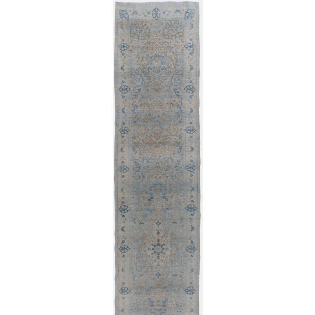 Antique Circa 1900 Blue Oversize Kerman Hand Knotted Wool Runner 2ft 9in X 23ft 6in For Sale In New York - Image 6 of 10