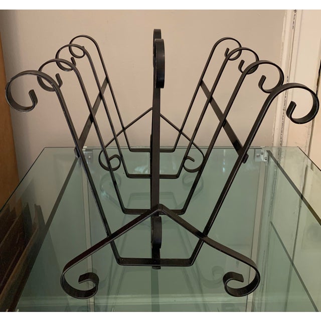 1970s Vintage Black Wrought Iron Magazine Rack Chairish