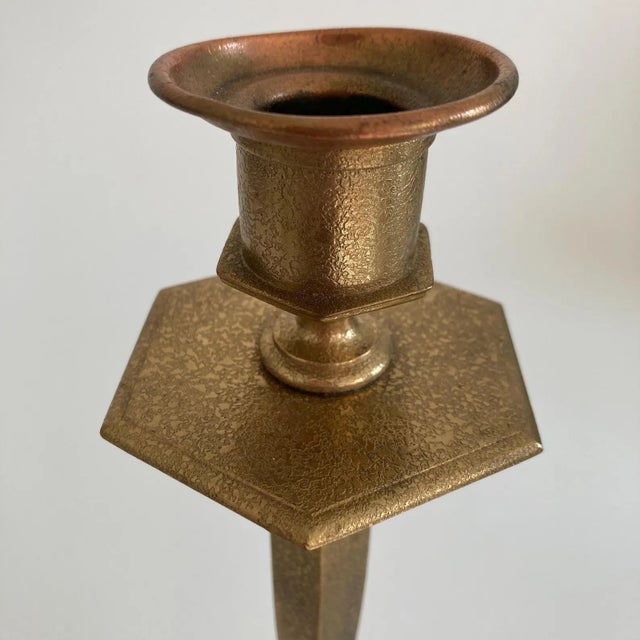 Tiffany Studios New York Gilt Bronze Doré Candlestick Holder - Model No. 1235 - Art Nouveau Lighting For Sale In Greenville, SC - Image 6 of 9