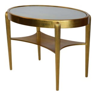 Art Deco Gold Table With Mirror Insert For Sale